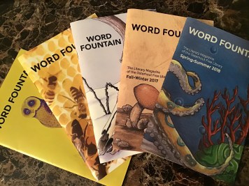 Various covers of Word Fountain Magazine